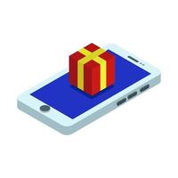 Buy Isometric Gift On Smartphone vector