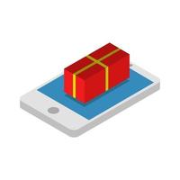 Buy Isometric Gift On Smartphone vector