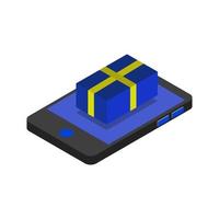 Buy Isometric Gift On Smartphone vector