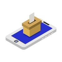 Vote Online Isometric On Smartphone vector