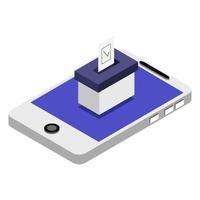 Vote Online Isometric On Smartphone vector