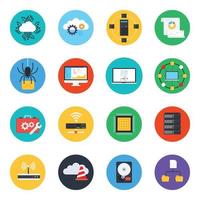 Data Network and Big Data Icon Set vector