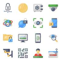 conjunto de iconos de seguridad cibernética y protección de datos vector