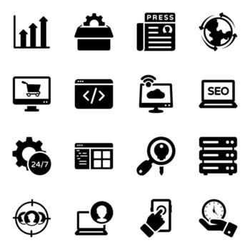 conjunto de iconos de optimización de motores de búsqueda vector