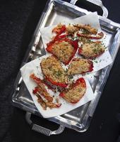 Top view of baked red peppers photo