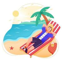 Man Enjoying Summer at Beach vector