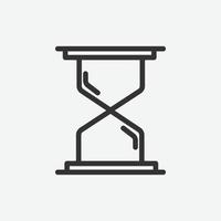 icono de contorno de línea de reloj de arena para sitio web y aplicación móvil sobre fondo gris vector