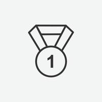 Medal icon linear style isolated on grey background. vector