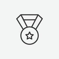 icono de medalla estilo lineal aislado sobre fondo gris. vector