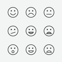 Conjunto de iconos aislados de vector de emoji de cara diferente