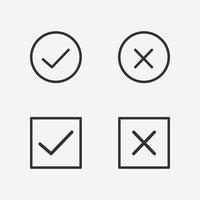 comprobar e iconos incorrectos. conjunto de marcas de verificación. vector