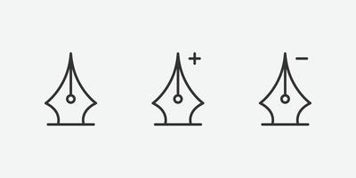 Conjunto de icono aislado de vector de símbolo de herramienta de pluma