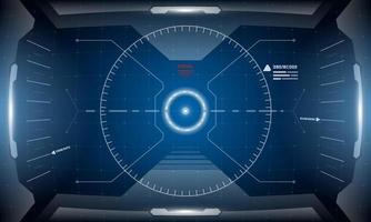 vr hud interfaz futurista digital diseño de pantalla cyberpunk. tecnología de simulador de realidad virtual de ciencia ficción ver head up display. Ilustración de concepto de vector de panel de salpicadero de interfaz de usuario de interfaz de usuario de alta tecnología