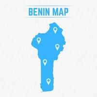 mapa simple de benin con iconos de mapa vector