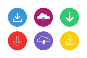 Colorful Download Icon Set vector
