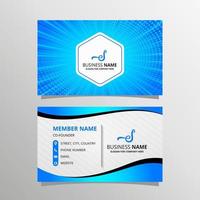 Beautiful Blue Business Card Template With Light Rays vector