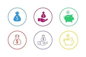 colorido conjunto de iconos de ahorro de dinero vector