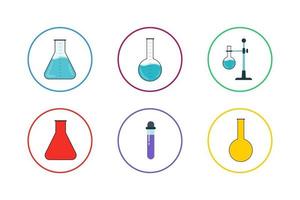 Colorful Medical Flask Icon Set
