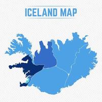 Iceland Detailed Map With States vector