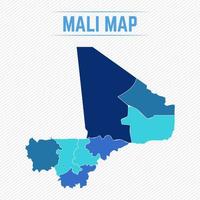 mapa detallado de mali con regiones vector