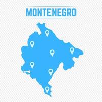 montenegro mapa simple con iconos de mapa vector