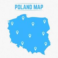 mapa simple de polonia con iconos de mapa vector