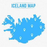 mapa simple de islandia con iconos de mapa vector