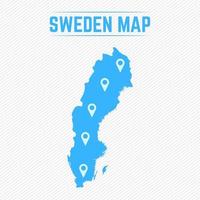 Suecia mapa simple con iconos de mapa vector