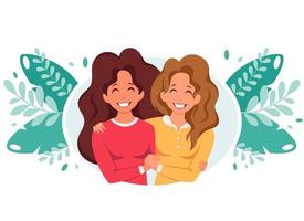 Womens hugging. LGBT concept. Vector illustration in flat style.