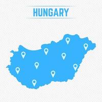 Hungría mapa simple con iconos de mapa vector