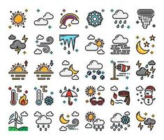 iconos de vector de contorno de color de clima