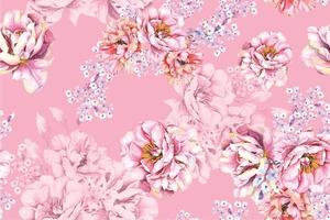 Peony watercolor seamless pattern vector