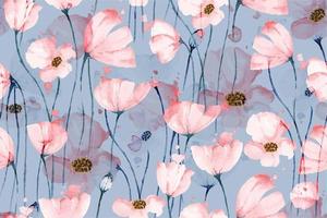 poppies watercolor seamless pattern