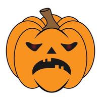 Simple Halloween scary pumpkin with funny face in flat style vector