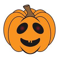 Simple Halloween scary pumpkin with funny face in flat style vector