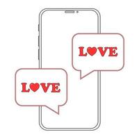 Ilustración simple de teléfono con icono de corazón para st. día de San Valentín vector