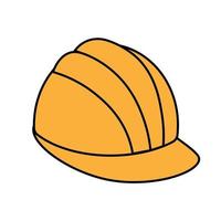 icono de estilo de línea de casco de trabajo de seguridad de construcción simple