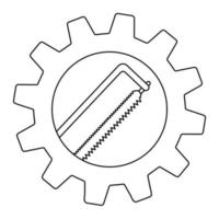 Hacksaw carpentry tool in gear flat icon for apps and websites vector