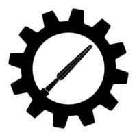 Simple illustration of chisel icon in gear for app or web vector