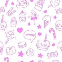 sweet and dessert doodle seamless pattern vector