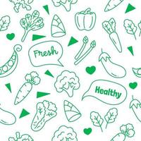 vegetables doodle seamless pattern vector