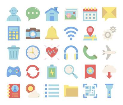iconos de vector plano de interfaz de usuario móvil