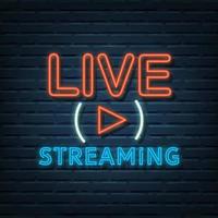 live streaming neon sign vector