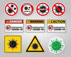 Warning sign,caution outbreak coronavirus covid 19 vector