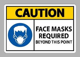 Caution Face Masks Required Beyond This Point Sign Isolate On White Background vector