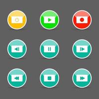 símbolo conjunto de iconos de control del reproductor multimedia botones redondos blancos. ilustrador vectorial vector