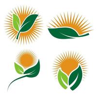 set ecology logos of green leaf nature element icon on white background .vector illustrator vector