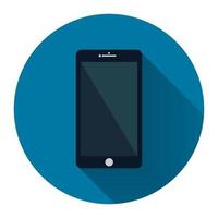 mobile phone icon with long shadow black,Simple design style.vector illustration vector