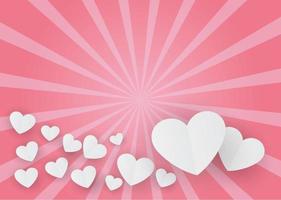tarjeta de San Valentín con un pequeño corazón blanco sobre un fondo rosa. vector