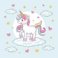 ilustración de personaje de unicornio lindo colorido vector